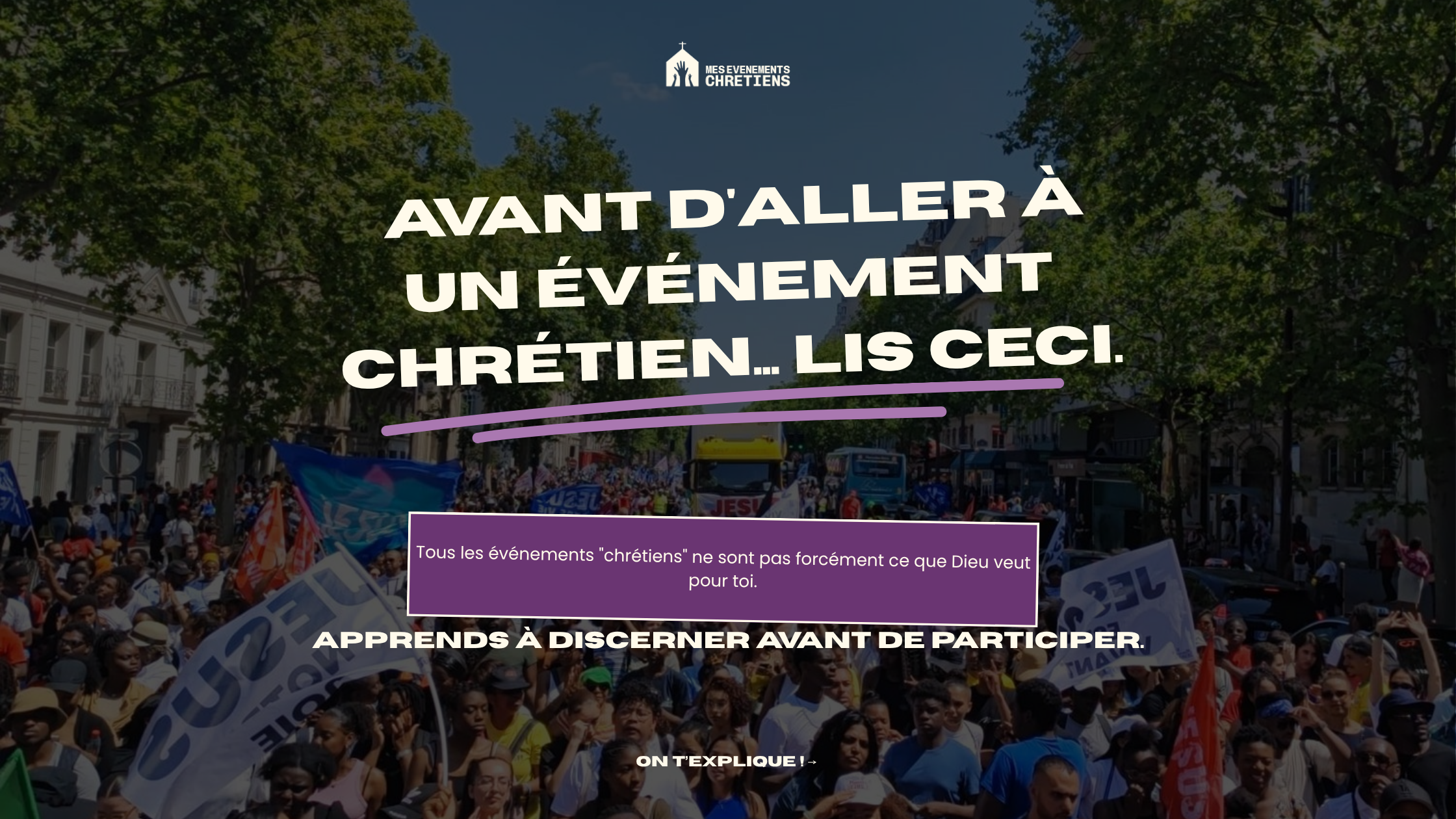 Visuel M.E.C. : « Avant d’aller à un événement chrétien… lis ceci » sur le discernement chréti