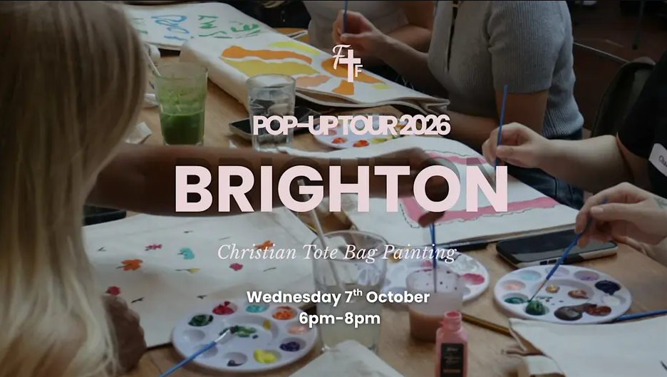 Brighton - Pop Up Tour - Faith & Friendship Christian Tote Bag Painting