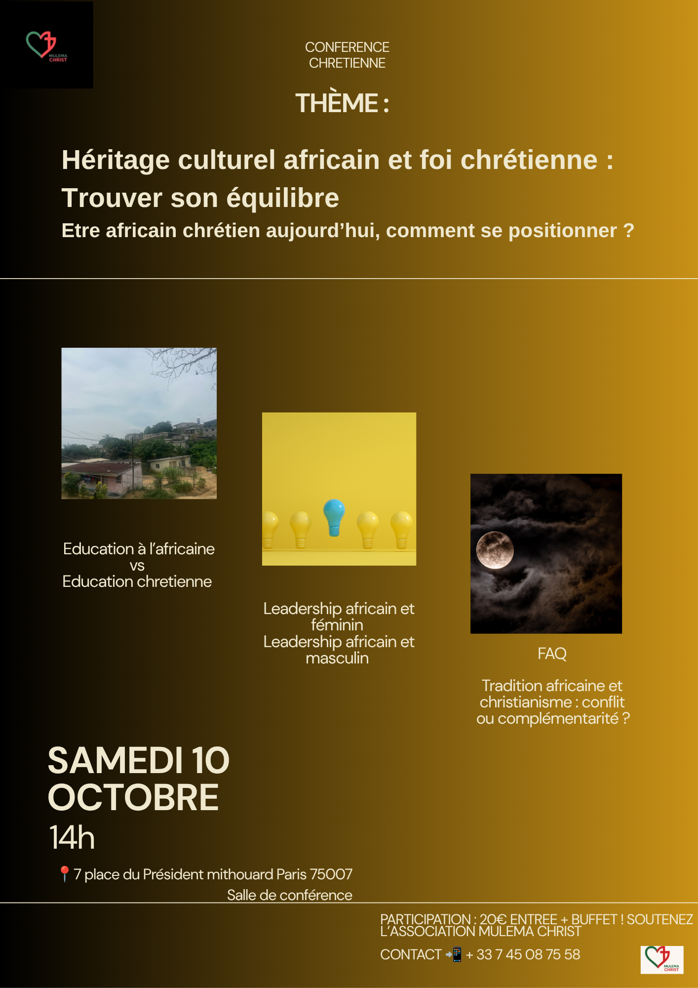 CONFERENCE AFRO-CHRETIENNE : ÊTRE AFRICAIN CHRETIEN AUJOURD’HUI ?
